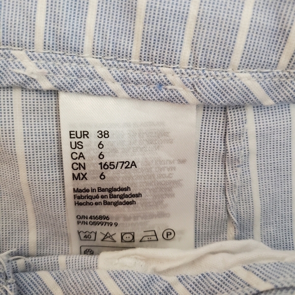 H&M Shorts Womens 6 Blue White Stripe  Cotton‎ Stretch Coastal Preppy Beach Cuff - Picture 11 of 11